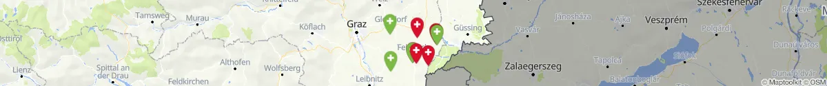 Map view for Pharmacies emergency services nearby Riegersburg (Südoststeiermark, Steiermark)